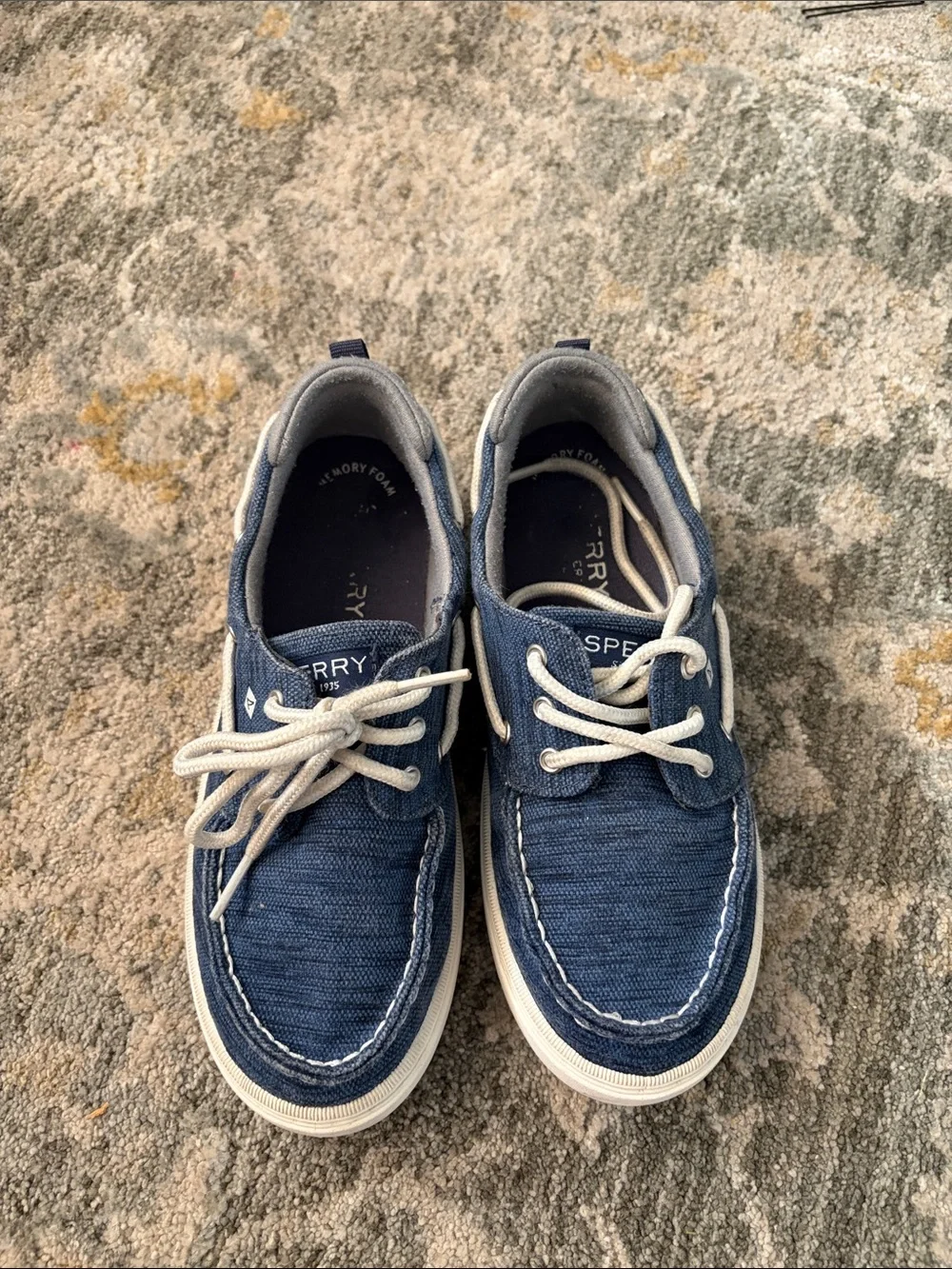 Sperry Kids Navy Canvas Boat Sneakers with White Laces